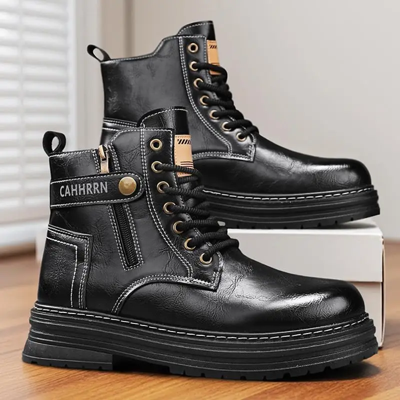 

Fashionable Men's Desert Boots Outdoor Motorcycle BootsThick-soled Casual High-top Shoes Comfortable Wear-resistant Ankle Boots