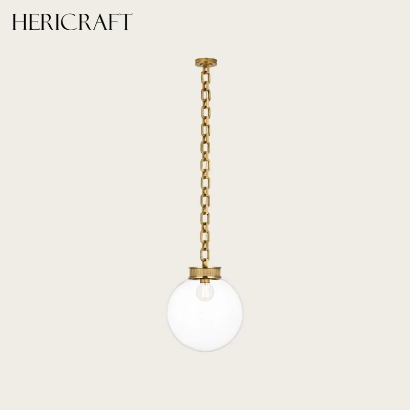Classic Brass Pendant Light Modern Industrial Glass Globe Chandelier For Living Dining Kitchen Hall 110V