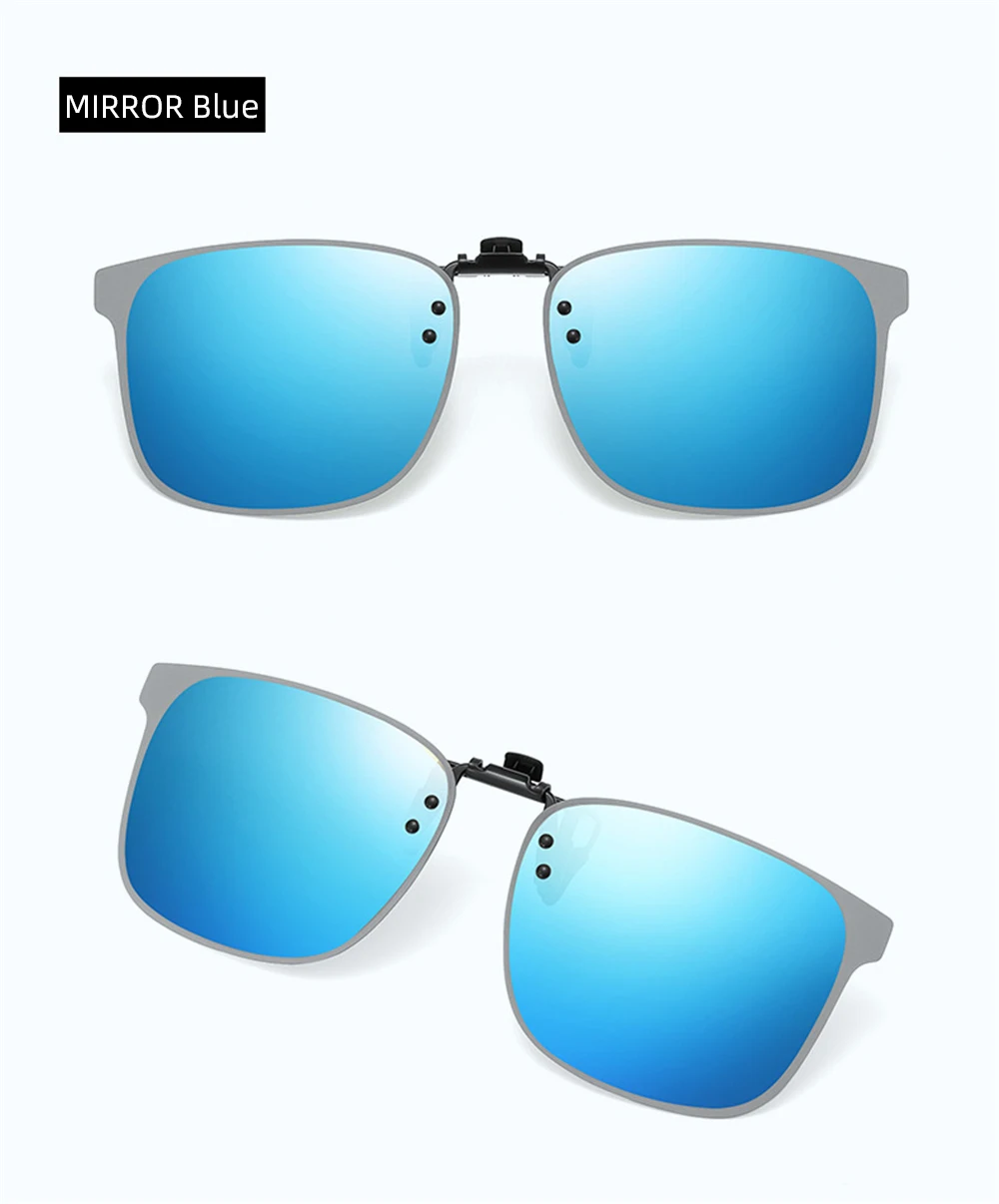 VIVIBEE Polarisierte, aufklappbare, randlose Sonnenbrille zum Aufstecken, blendfreie, quadratische Brille für Nachtfahrten, UV-Brille – Detail 10