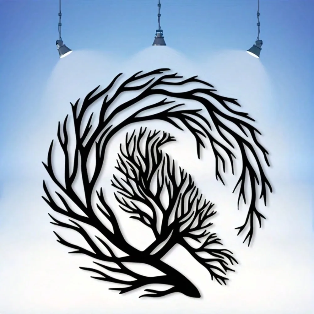 1Pc Gothic Raven Heart Metal Wall Art Victorian Branch Halloween Christmas Gift