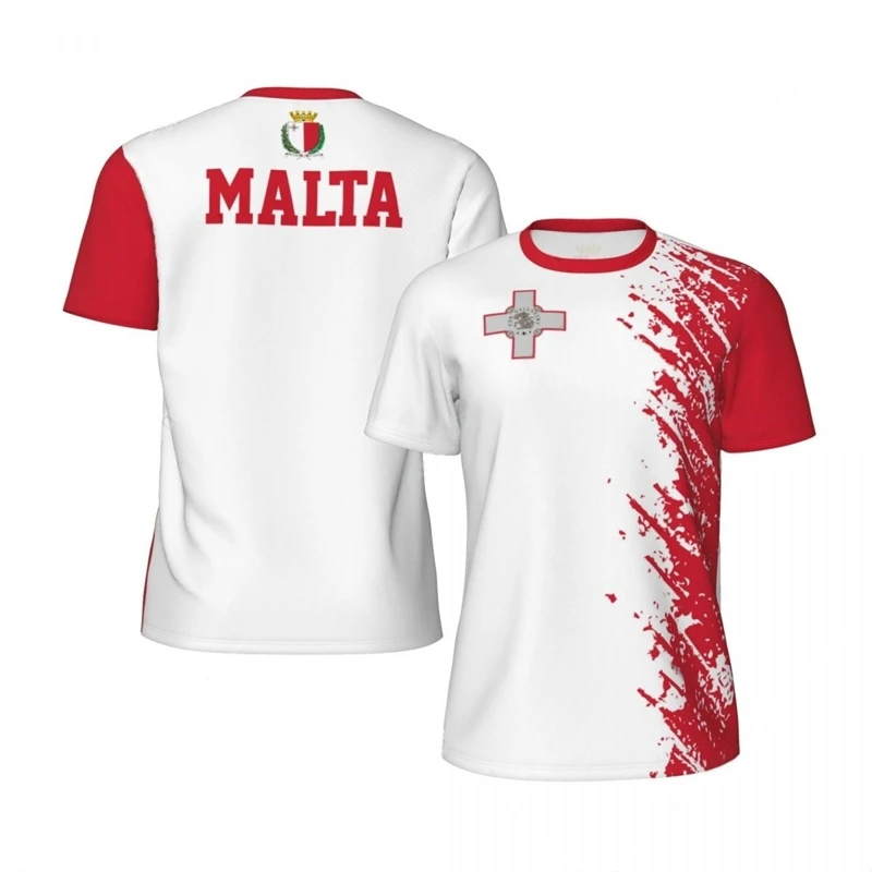 Malta Flag Graphic Football T Shirts Mens National Emblem 3D Printed Sports T-shirt Running Bike Soccer Tennis Fitness Tees