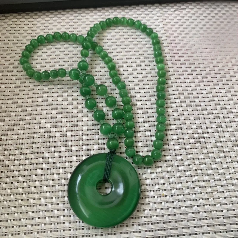 

Ожерелье с подвеской из зеленого и розового опала, кулон из нефрита, женская цепочка для свитера