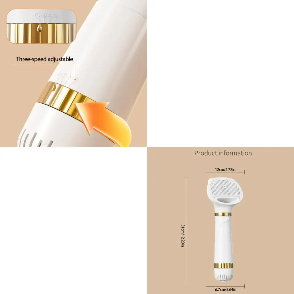 3 Speed Pet Hair Dryer And Deshedding Tool Ergonomic Design Handheld Pet Hair Dryer Overheat Protections high quality