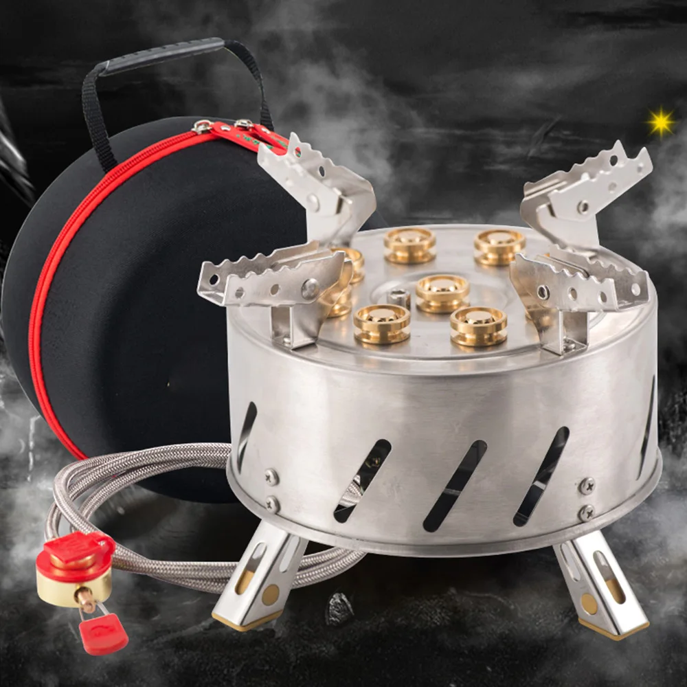 Self-Driving Tour Outdoor Stainless Steel 9-Head Stove Portable 9 Hole Fire And Brimstone Stove