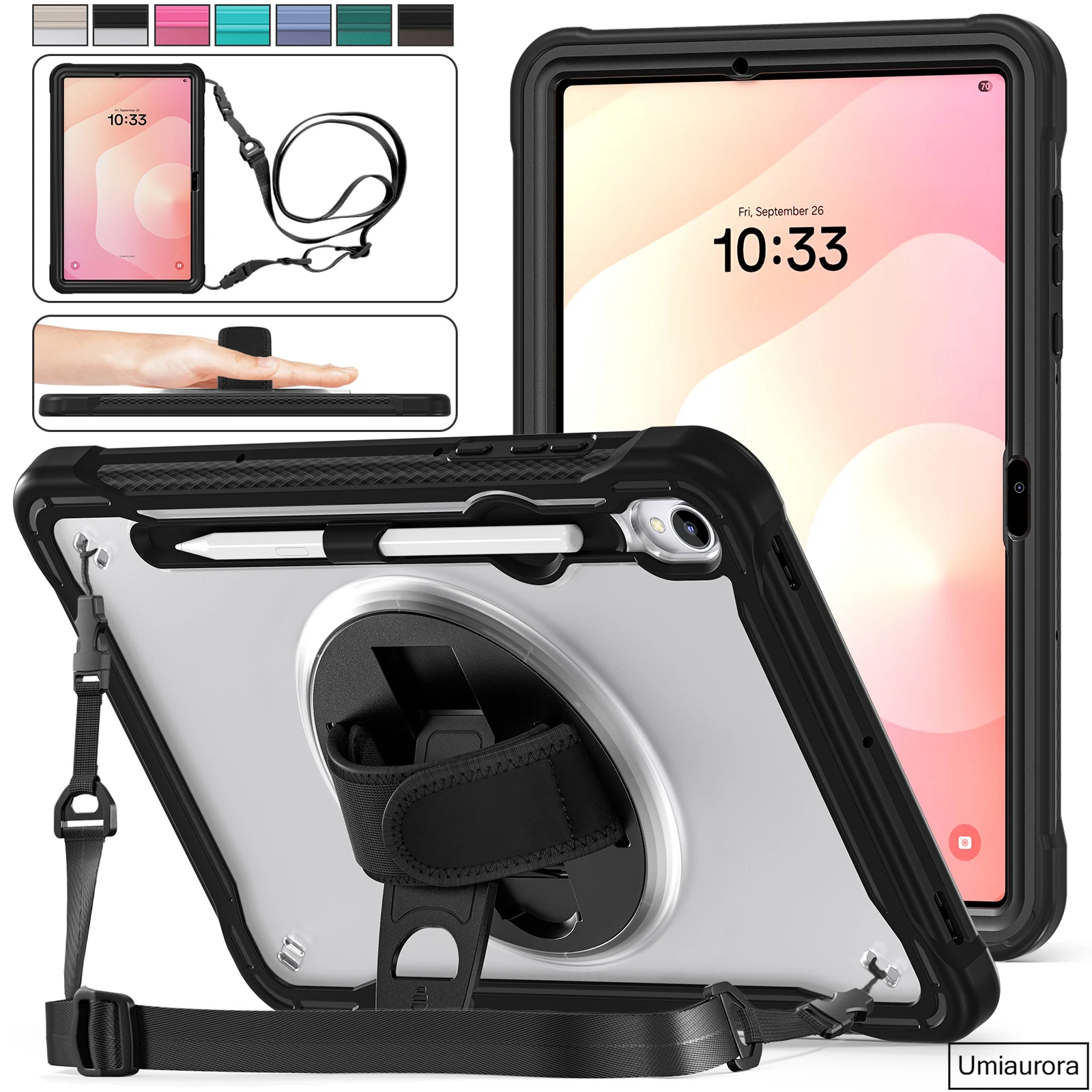 

﻿ Для Samsung Tab S11 11-дюймовый SM-X730 SM-X736B противоударный чехол для планшета с вращением на 360 градусов, плечевой ремень, подставка, бронированный чехол Funda