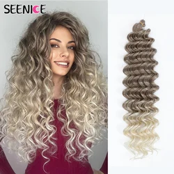 Extensiones de Cabello sintético Afro rizado para mujer, trenzas de ganchillo, degradado, Rubio, marrón, 24