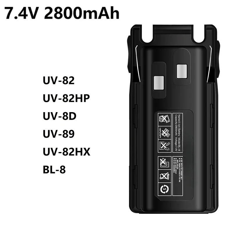 Rechargeable Walkie Talkie Batteries  UV-82 Battery 7.4V 2800mAh for BL-8 UV-82HP UV82 UV-8D UV-89 UV-82HX