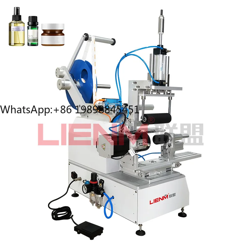 

Semiautomatic Round Bottle Labeling Machine Sticker Label Printer Tabletop Bottle Labeling Machine for Small Business 10-150mm