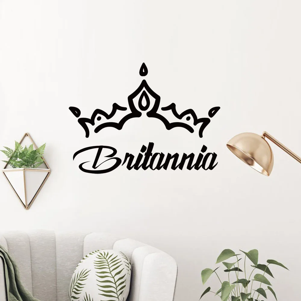 1PC Cartoon Crown Customizable Text Family Wall Stickers Mural Art Home Decor For Living Room Decor Waterproof Wall Art Decal