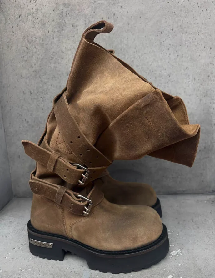 Kozaki z zamszu w kolorze khak – Men Formal Wear With Boots recenzja i cena