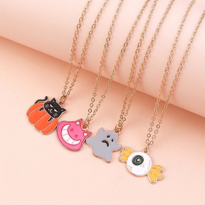 Women's Cute Enamel Halloween Necklace Set