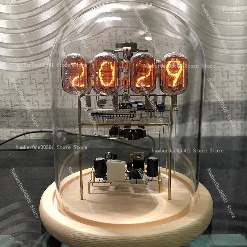 IN12 Glow Tube Clock Retro Cyberpunk Desktop Creative Nixie Digital LED Clock Ornaments Handmade Circuit Scaffolding