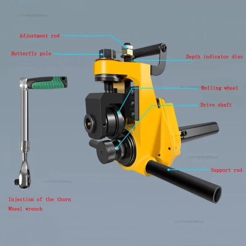 Portable stainless steel depth adjustable edge machine, 50-165mm manual pipe groove machine
