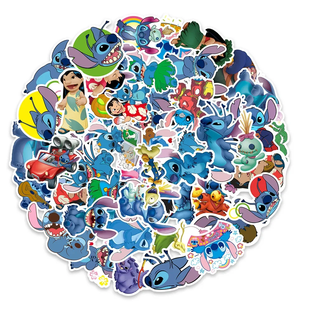 55Pcs/Bag Stitch Graffiti Stickers PVC Self-adhesive Cartoon Cute Mobile Phone Water Cup Notebook Helmet Waterproof Stickers