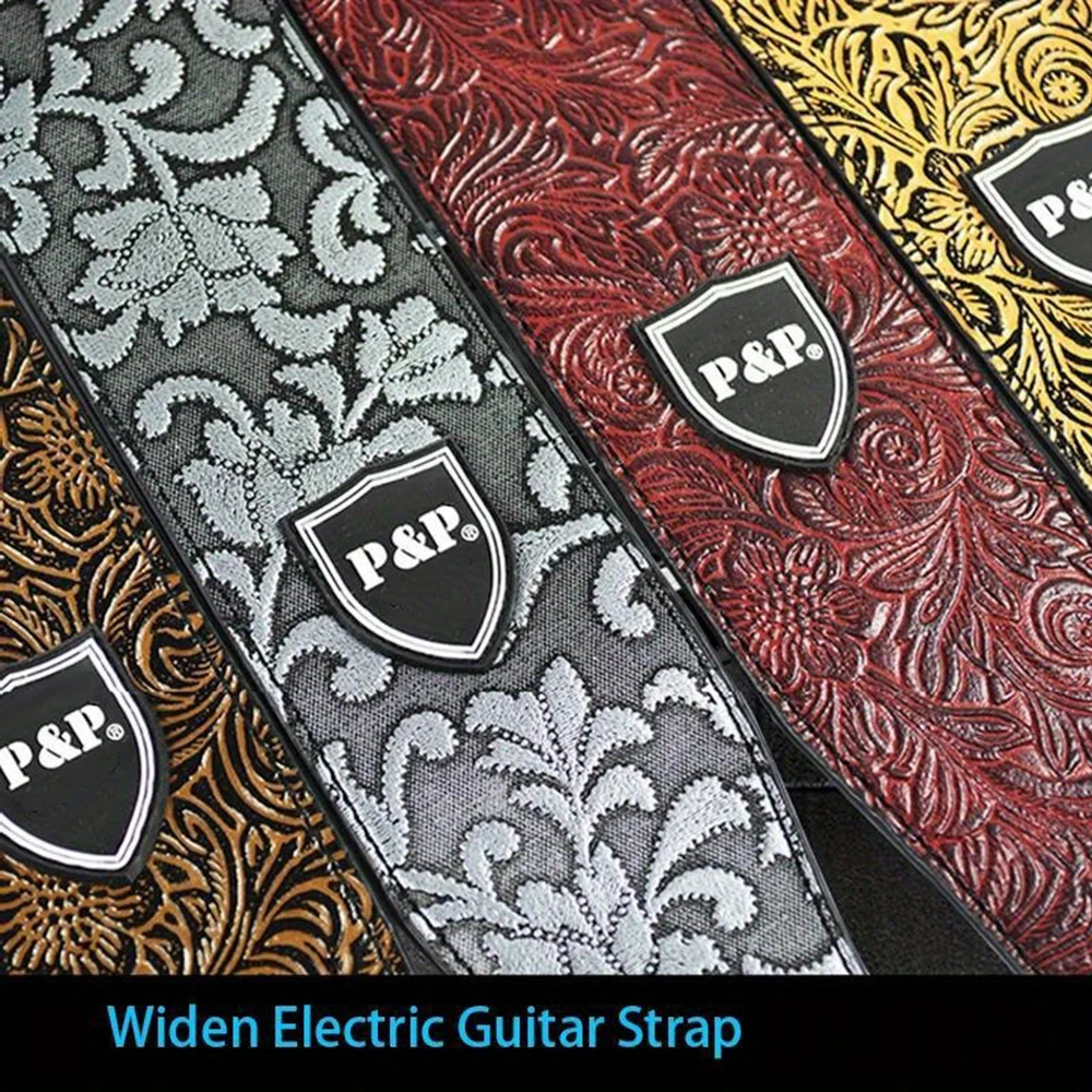 Ремень из искусственной кожи для гитары, ширина 6,5 см, регулируемая длина, мягкий вышитый ремень для классических акустических электрических бас-гитар