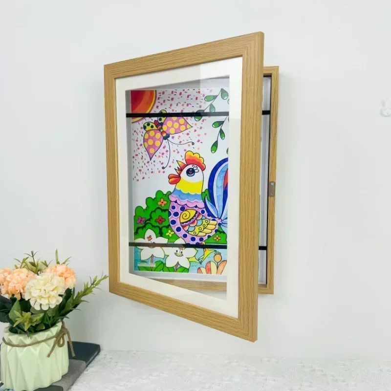 Children Art Frames Wooden Magnetic Front Open Changeable Kids Frametory For Photo Drawing Paintings Pictures Display Home Decor