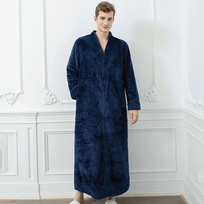 Autumn Winter Coral Velvet Nightgown Men Loose Oversized Extended Warm Pholstered Thickened Pregnant Woman Nightdress Housecoat