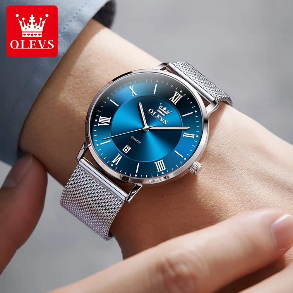 OLEVS 5623 Jam Tangan Pria Jam Tangan Kuarsa Pria Bisnis Sederhana Modis Jam Tangan Pria Tanggal Otomatis Kedap Air Asli Ultra Tipis Klasik