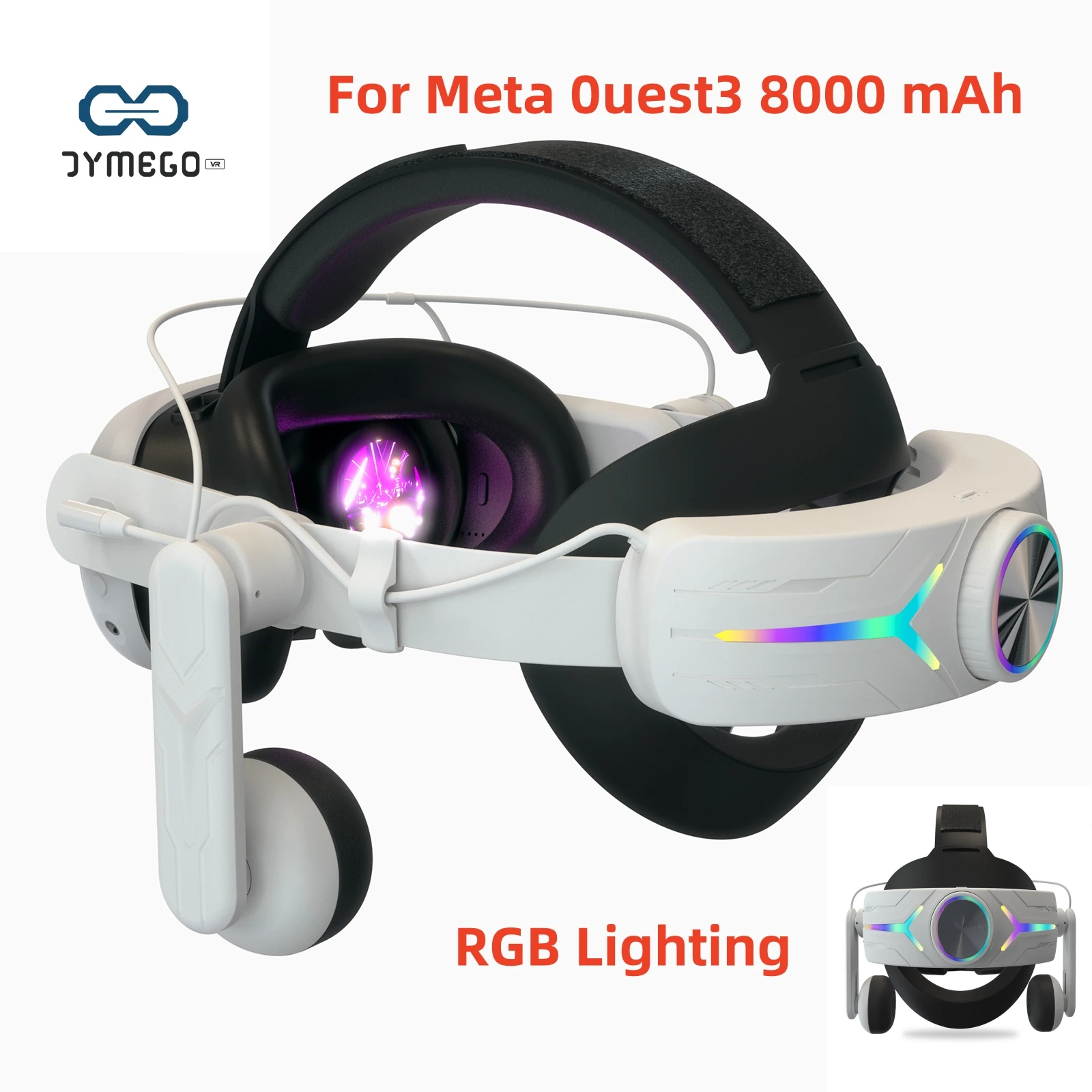 

For Meta Quest3 head strap RGB Electricity King Model Headset Headset 8000 MAh Quest3 head strap VR with Adjustable Angle