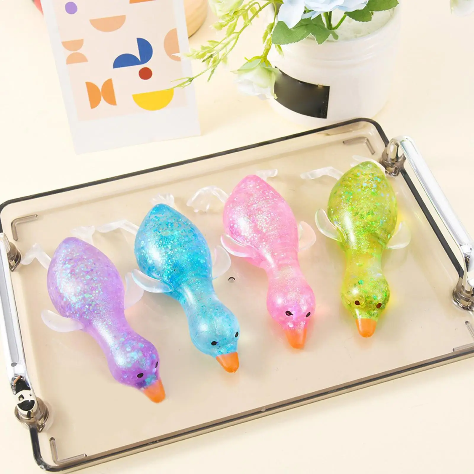 Squeeze Duck Stress Slow Rising Playing Toy Portable Animal Shape Anti Anxiety Decompress Ball for Teens Adults Work Study