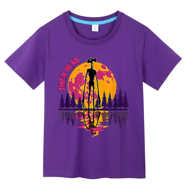 

Cryptid Full Moon and Siren Head T-Shirt Short sleeve Children T Shirt For Kids Summer Boy Girl Clothes Tops Casual Kids Vest