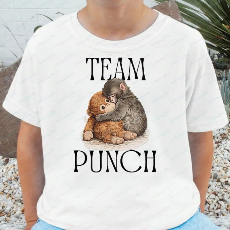Baby Monkey Punch Tee Cute Monkeys Graphic T-Shirt Team Punch Animal Lover Gift Trend Casual Style Women Tops O-neck Ropa Mujer