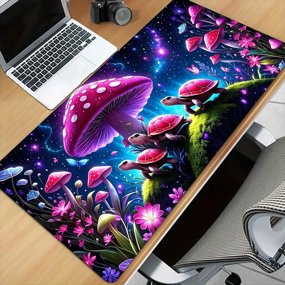 Cute pink turtle Mouse Pad Desk Mat with Stitched Edge XXL Mousepads Rubber Anti-slip Gamer Keyboard Rug Gaming Mats Mauspad