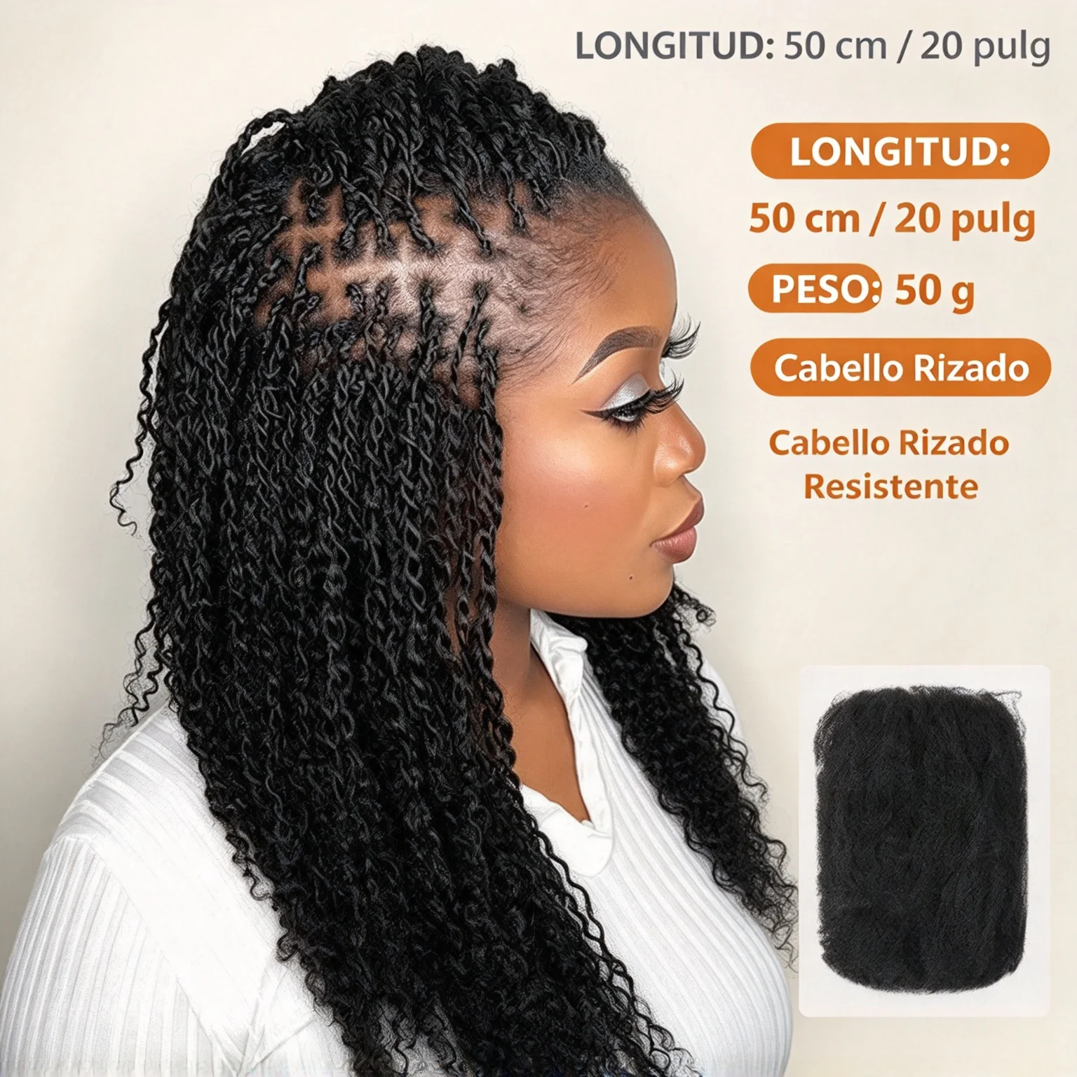 50G Afro Kinky Curly Bulk Human Hair Real Hair Braiding Extensions For Dreadlocks Handmade Loc Styling, Natural Black Dyeable