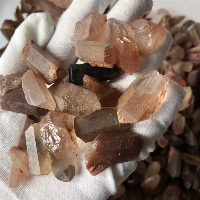 100% Natural Clear Red Quartz Healing Crystal Point Wand Energy Stone Raw Rock Mineral Specimen Home Decor