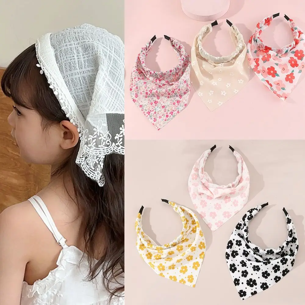 3PCS Wide Side Hairpin Child Triangle Scarf Hairhoop No Need To Tie Lazy Person Headscarf Hairhoop Headwear Hair Accessories