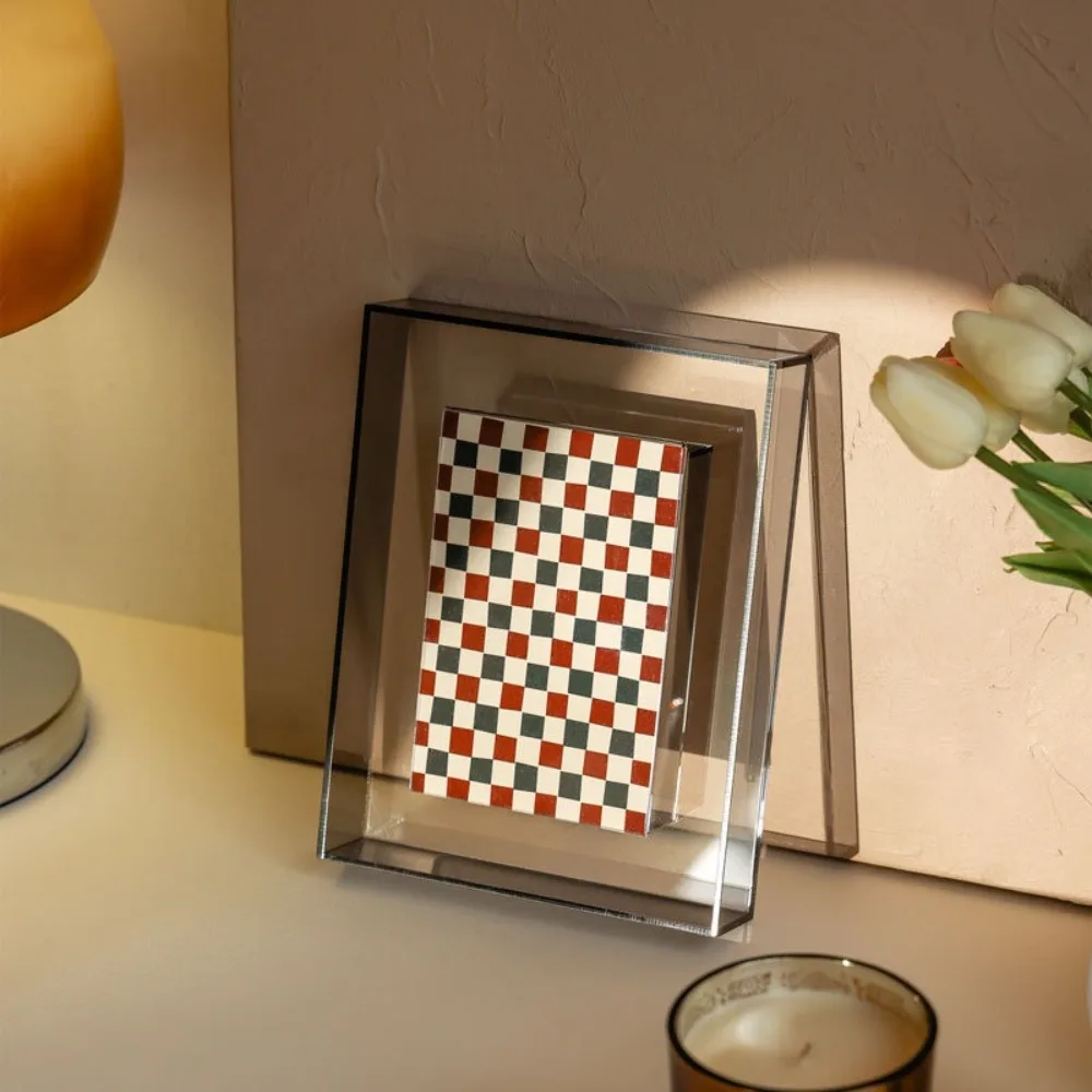 5 Inch Acrylic Photo Frame Colorful Floating Photocard Holder Square Transparent Poster Picture Display Stand Home Desktop Decor