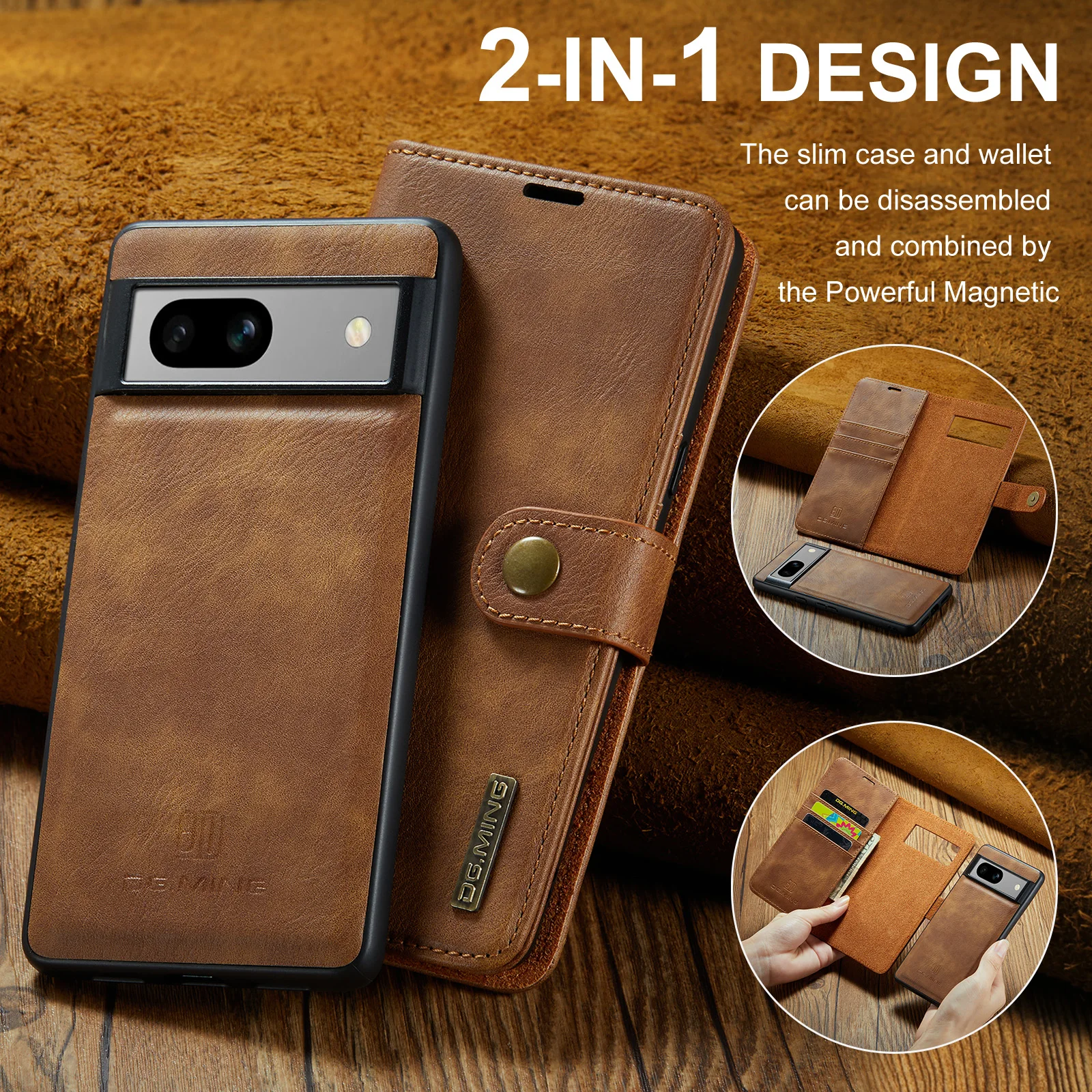 

Luxury Genuine Leather Magnetic Flip Wallet Phone Case for Google Pixel 6 7 8 9 Pro XL 8A 7A 6A 5A 5G Card Slot Shockproof Cover