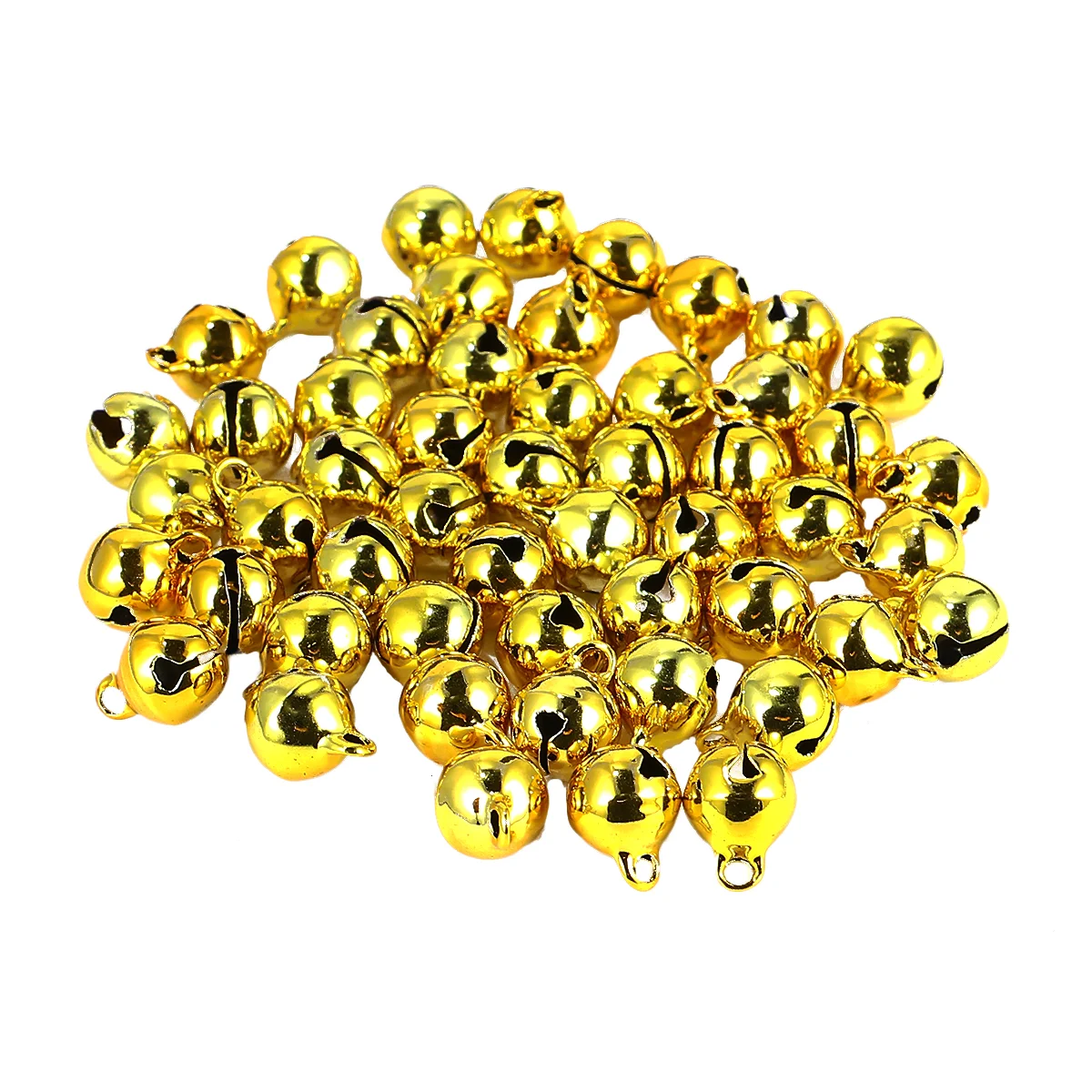 200Pcs Jingle Bells Keychain Pendant Bells Crafts Pet Bells DIY Tree Pendant (10mm, Golden, Silver for Each 100Pcs)