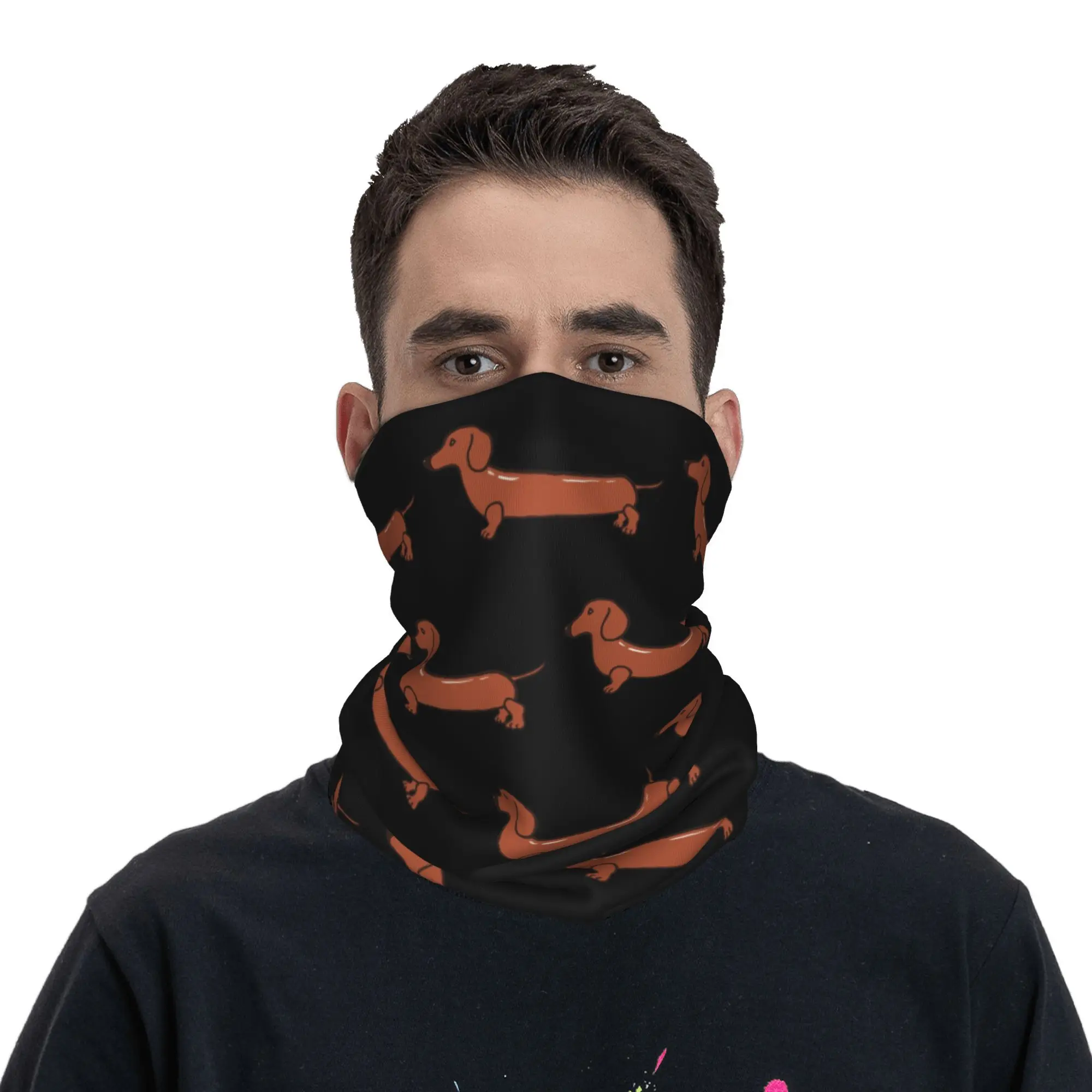 Sausage Dog Puppy Funny Dachshund Bandana Neck Cover Printed Mask Scarf Multifunction Balaclava Running For Men Women Adult