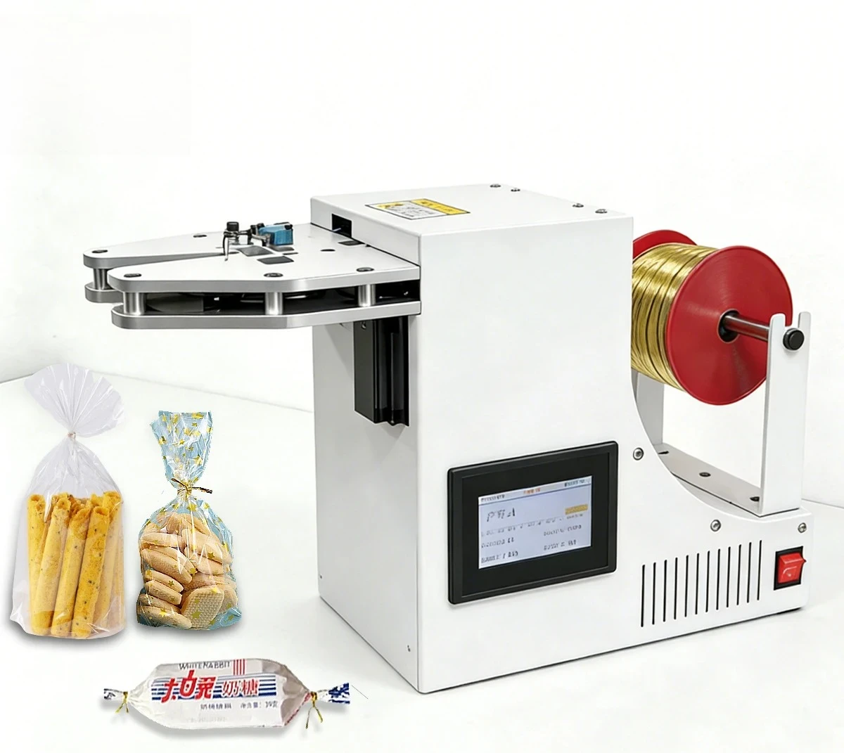 Twist Tie Machine, Tying Machine Sealer for Bakery Toast Packaging Touch Screen Dispenser