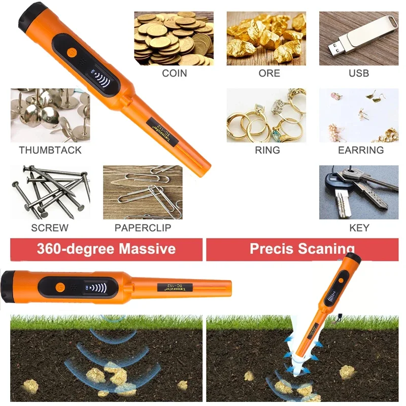 IP68 كاشف المعادن مؤشر مقاوم للماء بالكامل مع شاشة LCD، مؤشر دبوس عالي الحساسية تحت الماء، 3 أوضاع محمولة Pinpointe