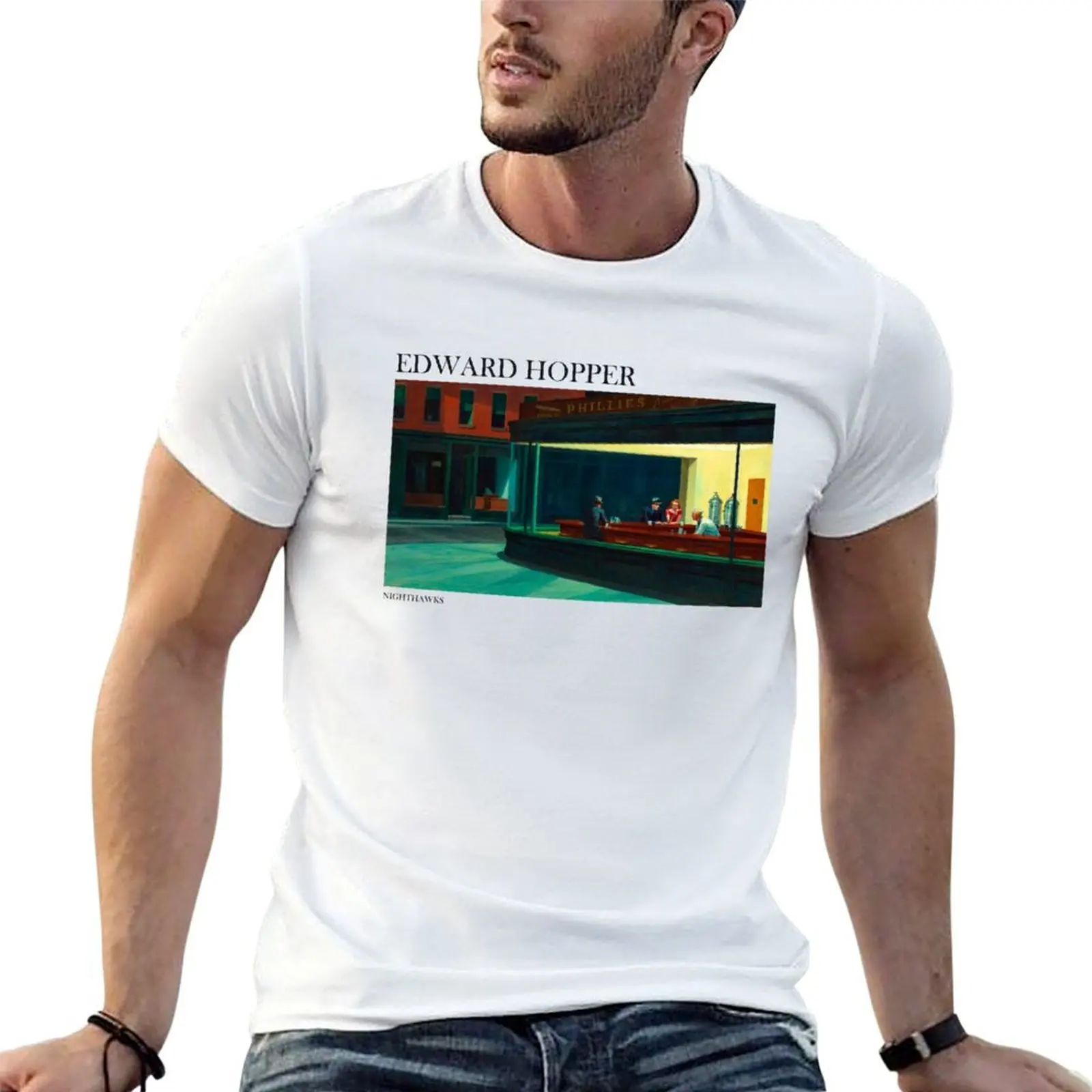 Edward Hopper Nighthawks T-Shirt man t shirt graphic t shirts for man pack white t shirt for man T-shirt