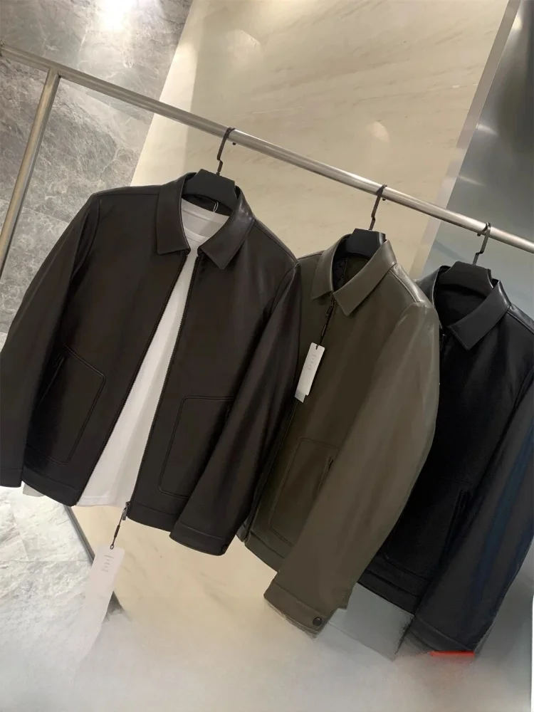 

Waed Leather Jaet Collar Men's Outerwear Autumn Winter Adstrative Busin Series Stand Fit Polyester Fiber