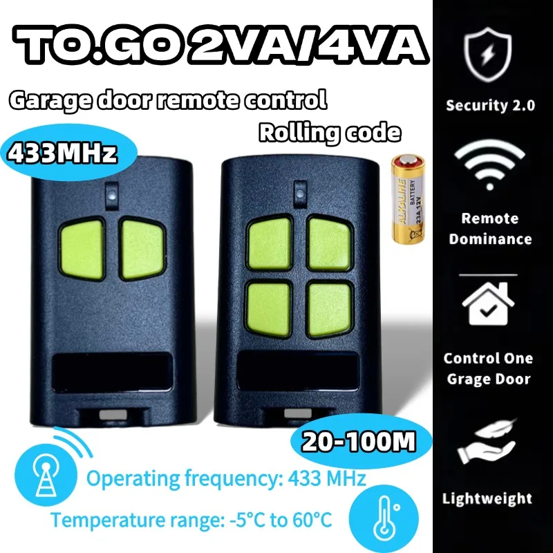 

Beninca TO GO 2VA 4VA VA 2WV 4WV WV 2WP 4WP WP Garage Door / Gate Remote Control 433.92MHz Handheld Transmitter