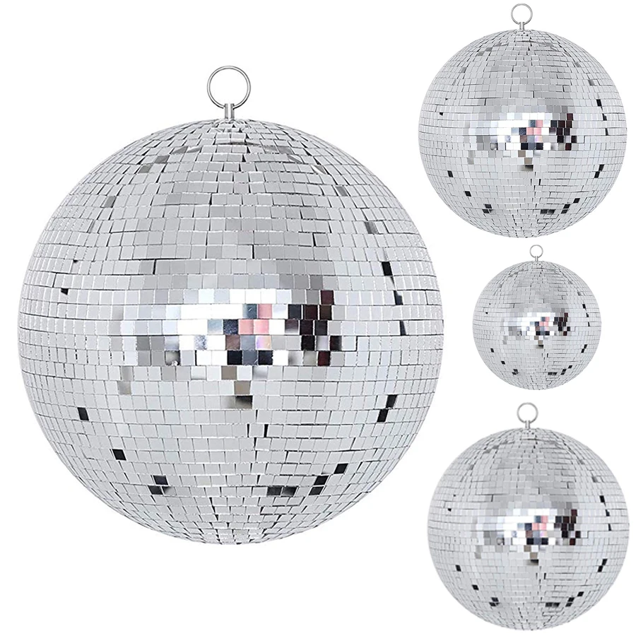 15/20/30CM Rotating Disco Mirror Ball,Motor, Beam Pinspot Lamp Reflective Hanging Glass Ball For Bar Party Dance Stage Props