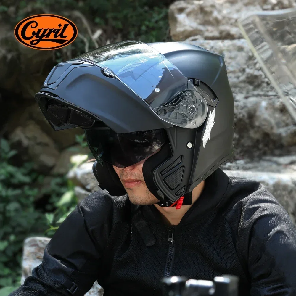 Flip up Motorcycle Helmet Dual Visor Modular Full Face Helmet for Adult Men and Women DOT Approved