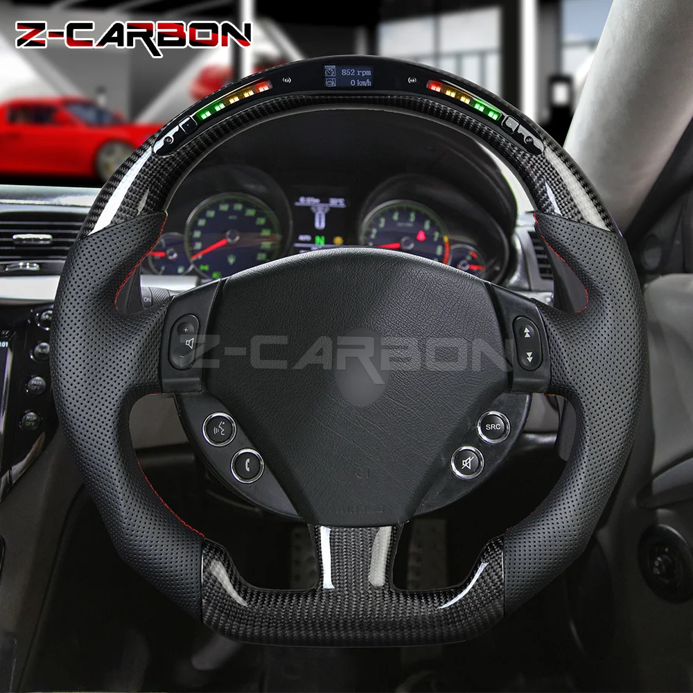 Customized Carbon Fiber Perforated Leather Racing Sport Steering Wheel For Maserati GT GRANTURISMO STRADALE QUATTROPORTE 07-20