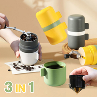3 in 1 Manual Coffee Grinder Outdoor Portable Hand Grinder  Adjustable Professional Coffee Bean Grinding with Filter 2 Cups 2023