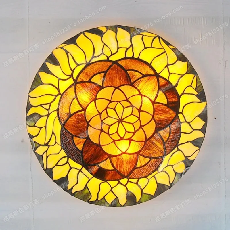 Continental Sunflower Ceiling Tiffanylamps Bedroom Children's Den Bar Glass Art Lighting Personality Stairs Cosy Atmosphere Lamp