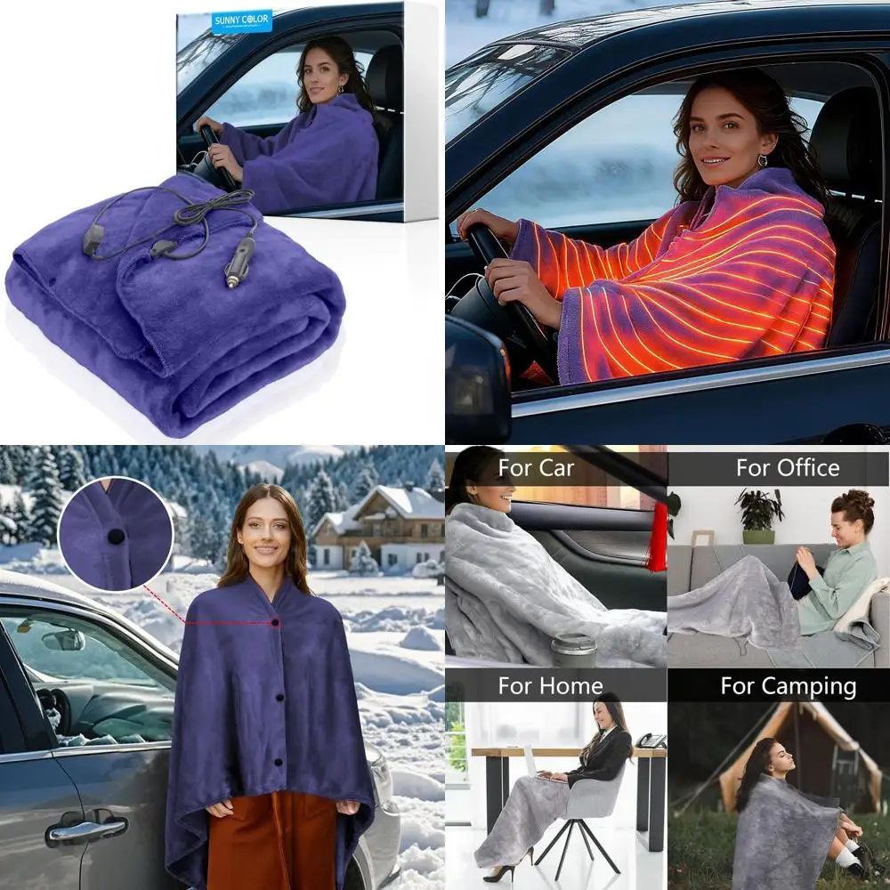 

Носимое автомобильное электрическое одеяло 12-вольтовое одеяло с подогревом для автомобиля, грузовика, внедорожника, фургона с контроллером, 2 уровня нагрева, идеально подходит для кемпинга, Tr