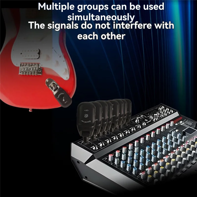 AS95-C01+ 일렉트릭 기타용 호환 충전식 무선 전송 시스템 기타 오디오 송신기 수신기 픽업