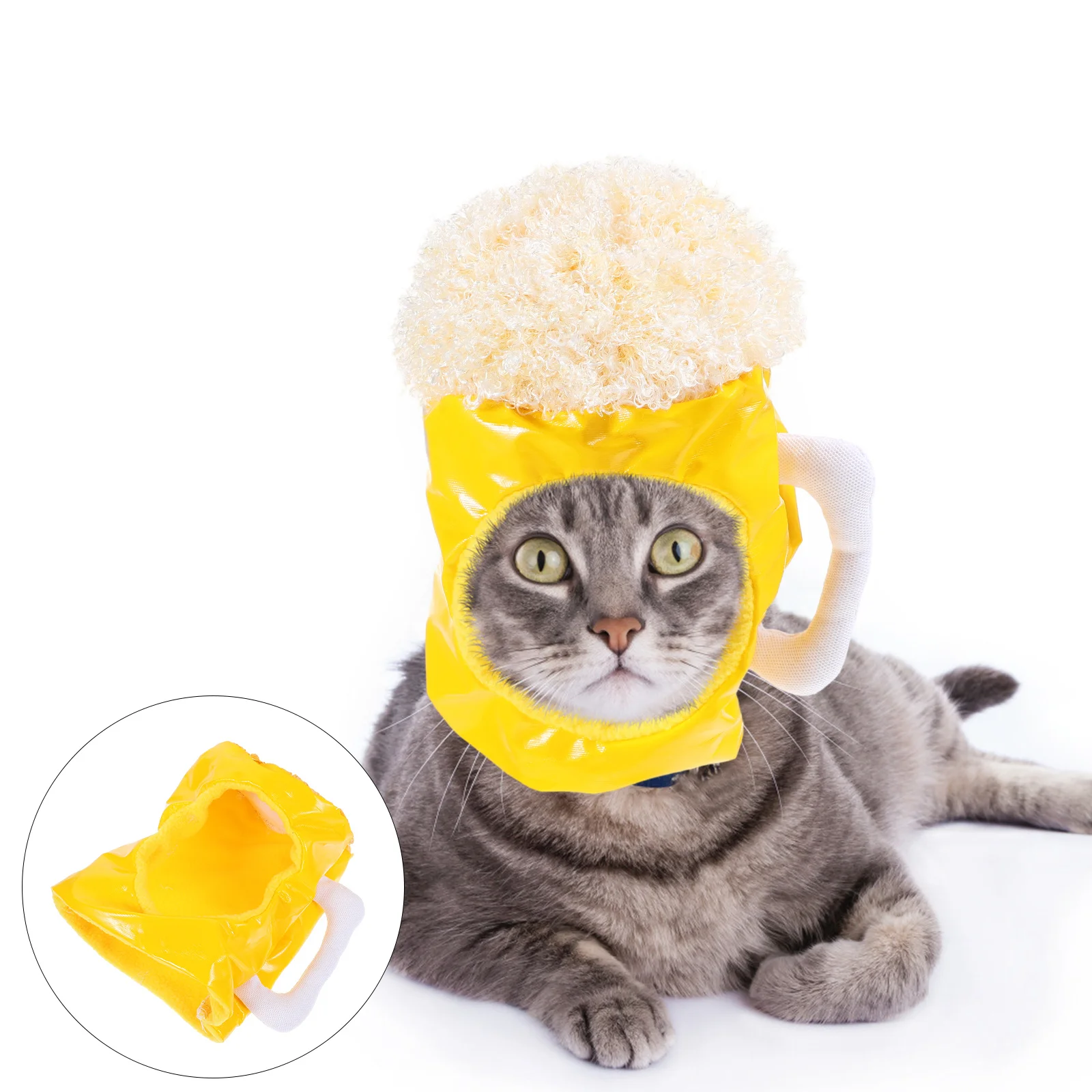 

Pet Beer Hat Cartoon Mug Design Dog Cat Costume Cap For Party Halloween Carnival Warm Breathable Pet Dress Up Accessory