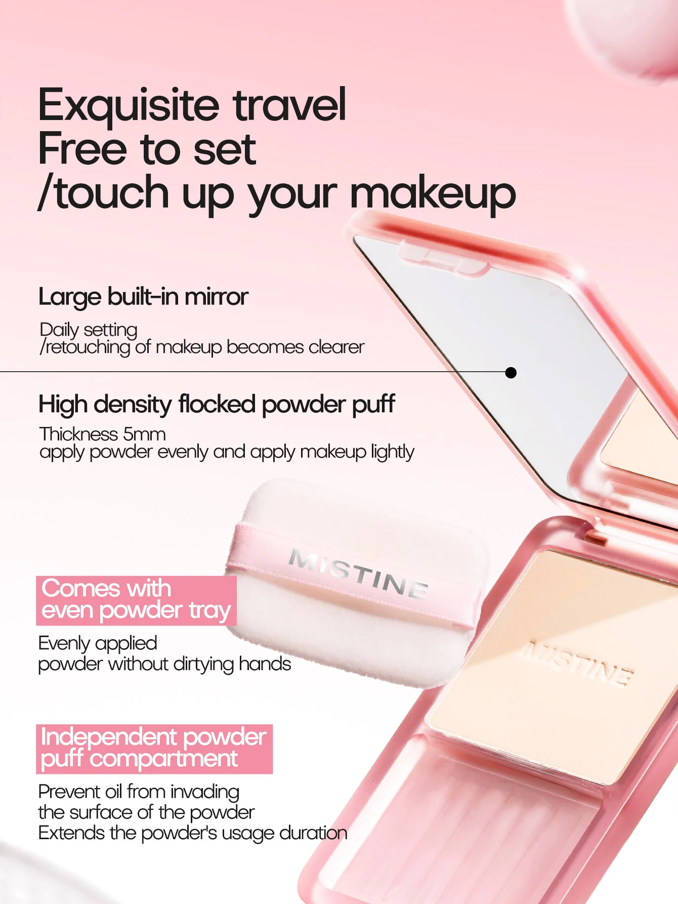 بودرة ميستين المغناطيسية تدوم طويلاً للتحكم في الزيت، بودرة سائبة فاخرة لإعداد المكياج 7.0 جرام