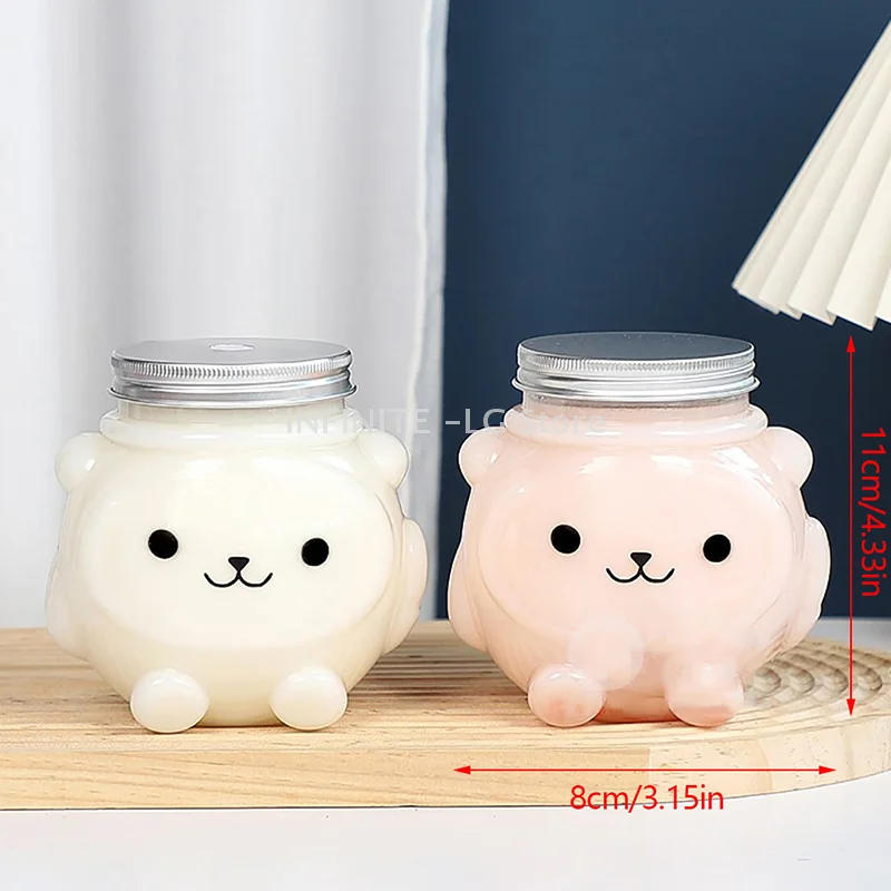 500ml Milk Tea Juice Bottles Beverage PET Water Bottle Cartoon Bear Bottles Disposable Takeaway Coffee Bottles With Lids
