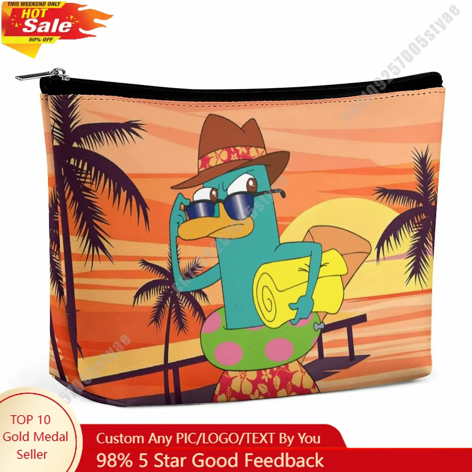 

Perry The Platypus Cosmetic Bag Disney Cartoon DIY Customized Graphic Design Personalized Creation Holiday Gift Cosmetic Storage